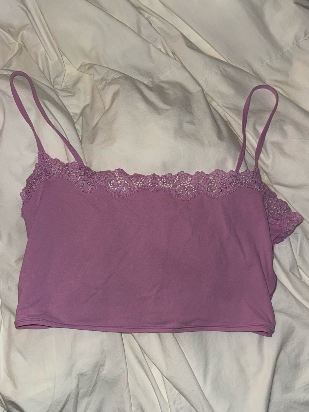 Skims Fits Everybody Crop Lace Tank Top in Cherry Blossom size Medium